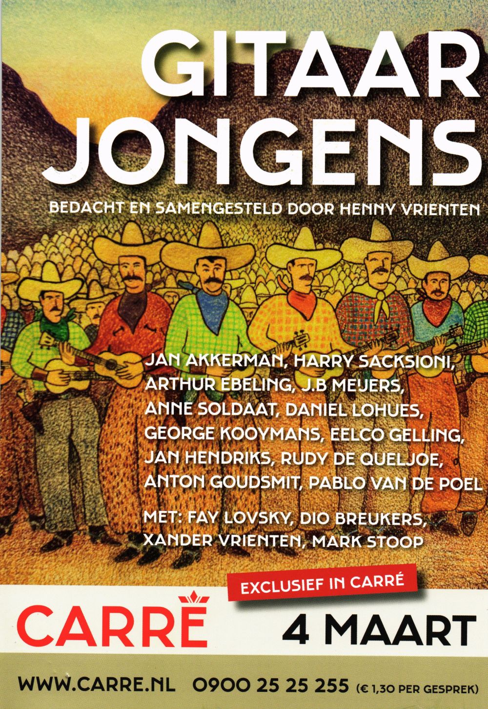 Gitaarjongens show flyer front Amsterdam Carré March 04 2013